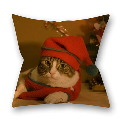 Christmas Animal Pillowcase with Cats and Dogs Design