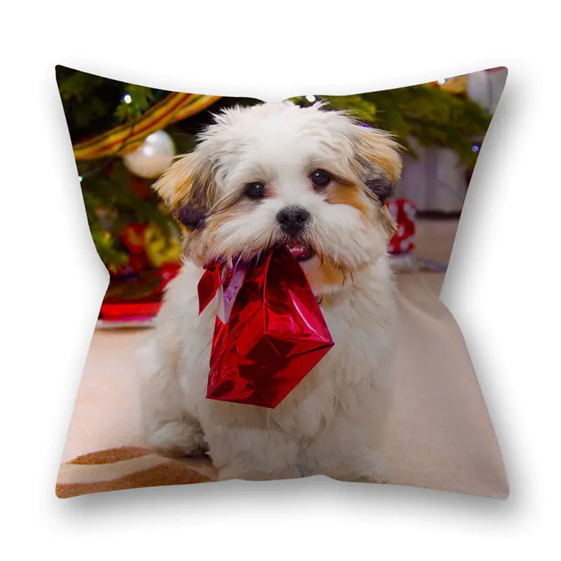 Christmas Animal Pillowcase with Cats and Dogs Design