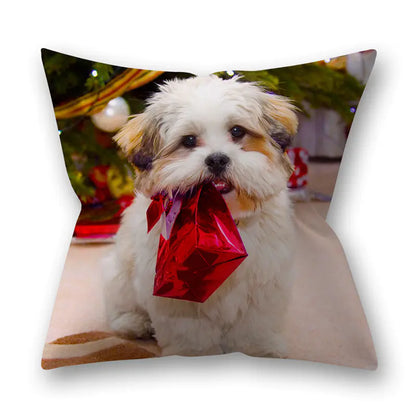 Christmas Animal Pillowcase with Cats and Dogs Design