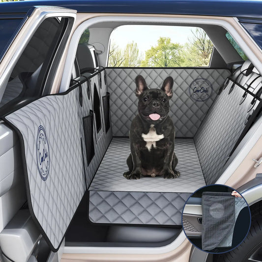 CarChic Dog Car Back Seat Cover with Door Protectors Heavy Duty Dog Hammock for Car SUV and Mid-Size Trucks Waterproof Dog Car Backseat Cover for Pets
