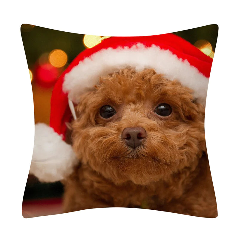 Christmas Animal Pillowcase with Cats and Dogs Design