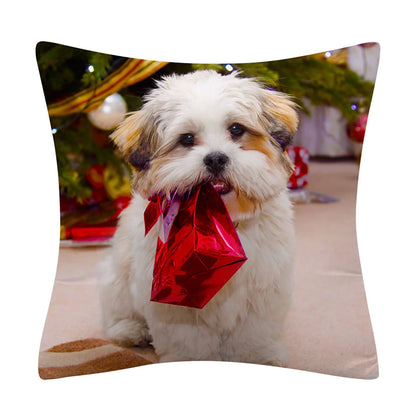 Christmas Animal Pillowcase with Cats and Dogs Design