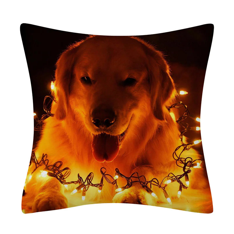 Christmas Animal Pillowcase with Cats and Dogs Design