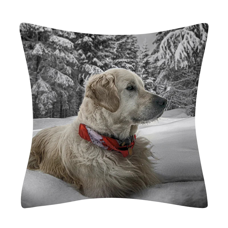 Christmas Animal Pillowcase with Cats and Dogs Design