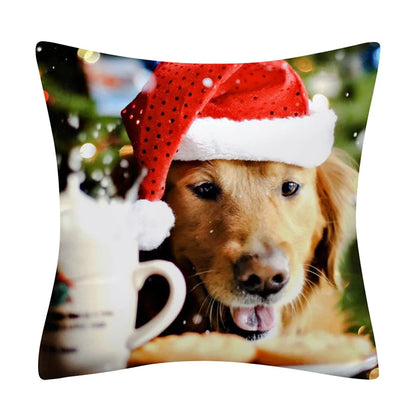 Christmas Animal Pillowcase with Cats and Dogs Design