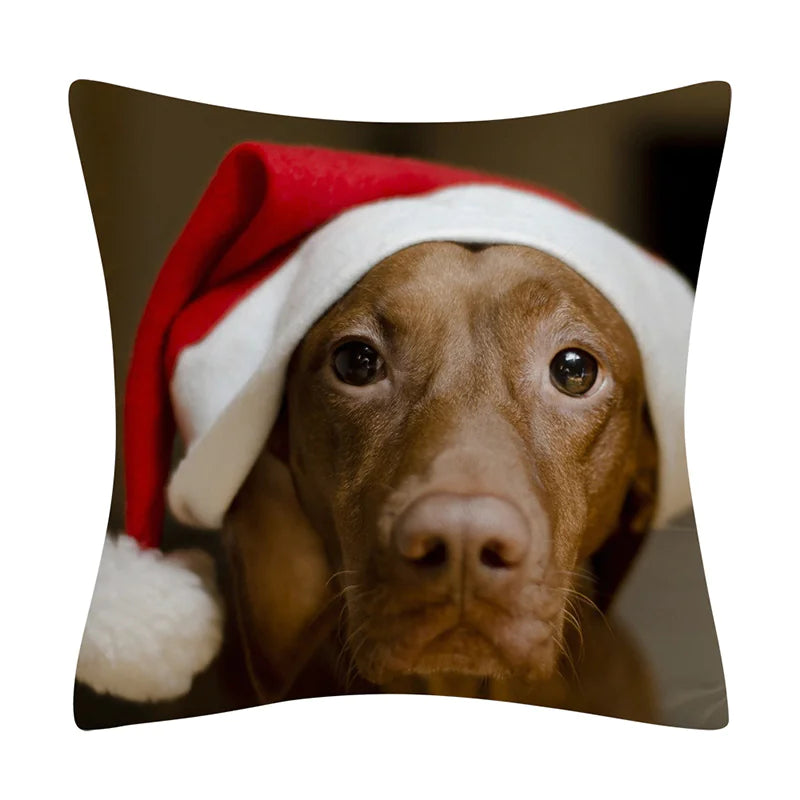 Christmas Animal Pillowcase with Cats and Dogs Design