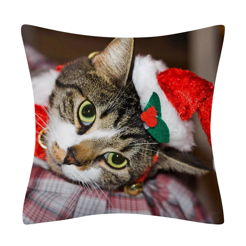Christmas Animal Pillowcase with Cats and Dogs Design