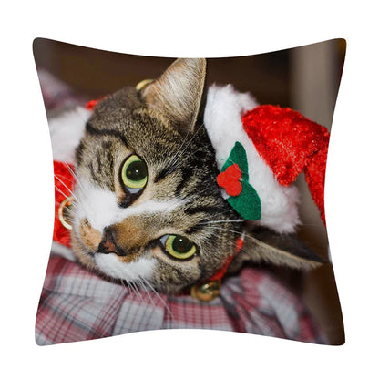 Christmas Animal Pillowcase with Cats and Dogs Design