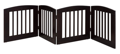 BarkWood Pets Freestanding Pet Gate with Four 24"W x 24"H Folding Wood Panels Cappuccino