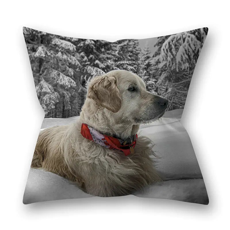 Christmas Animal Pillowcase with Cats and Dogs Design