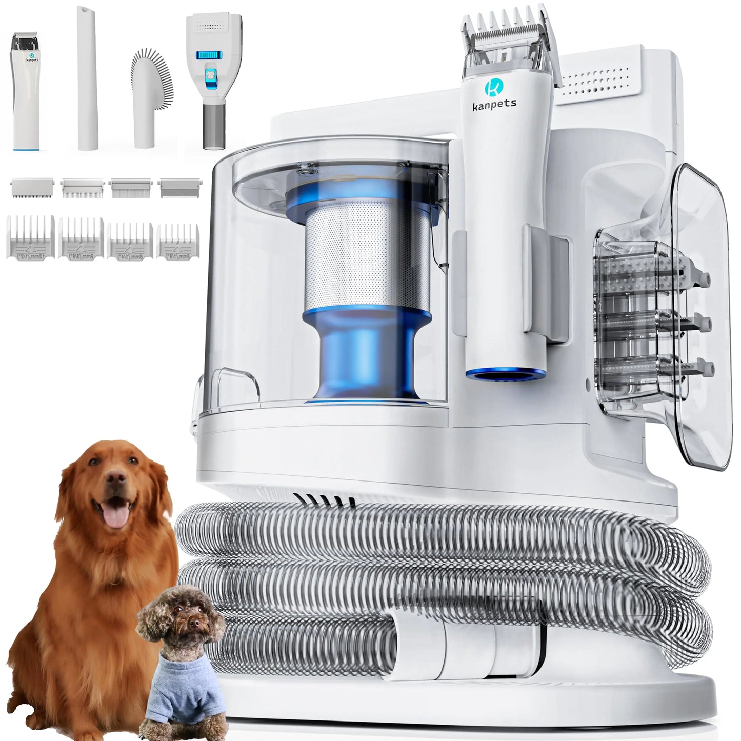 kanpets Dog Vacuum for Shedding with Max 3.4L Dust Bin Hyper-Power but Super Quiet 4 Professional Grooming Tools Gift for Cat Pets Hair