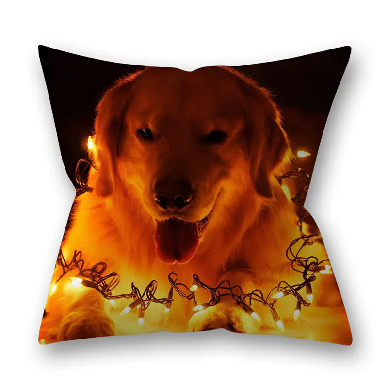 Christmas Animal Pillowcase with Cats and Dogs Design