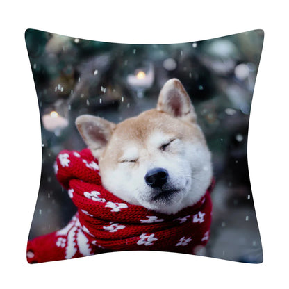 Christmas Animal Pillowcase with Cats and Dogs Design
