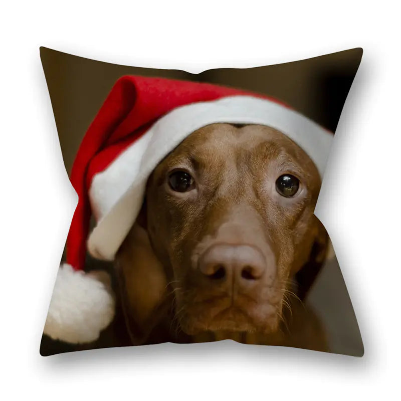 Christmas Animal Pillowcase with Cats and Dogs Design