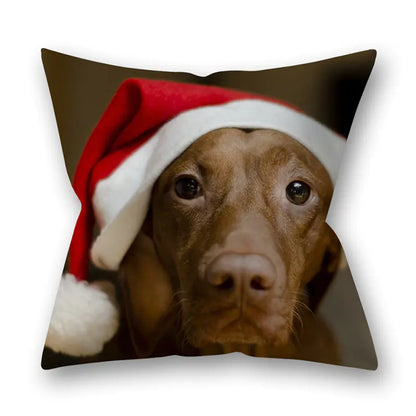 Christmas Animal Pillowcase with Cats and Dogs Design