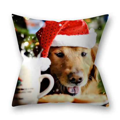 Christmas Animal Pillowcase with Cats and Dogs Design